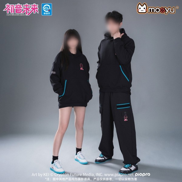 Vocaloid Hatsune Miku Neon Electronic Music Project Moeyu Miku Merch Black Hoodie